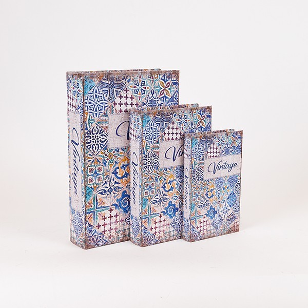 S/3 ΚΟΥΤΙΑ ΒΙΒΛΙΑ ΞΥΛΙΝΑ ΓΑΛΑΖΙΟ – ΛΕΥΚΟ 33x22x7cm / 26x17x5cm / 21x13x3cm