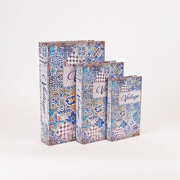 S/3 ΚΟΥΤΙΑ ΒΙΒΛΙΑ ΞΥΛΙΝΑ ΓΑΛΑΖΙΟ – ΛΕΥΚΟ 33x22x7cm / 26x17x5cm / 21x13x3cm