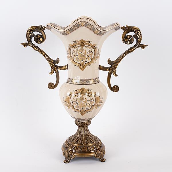 ΒΑΖΟ ΠΟΡΣΕΛΑΝΙΝΟ ΛΕΥΚΟ – ΧΡΥΣΟ 36x16x43cm