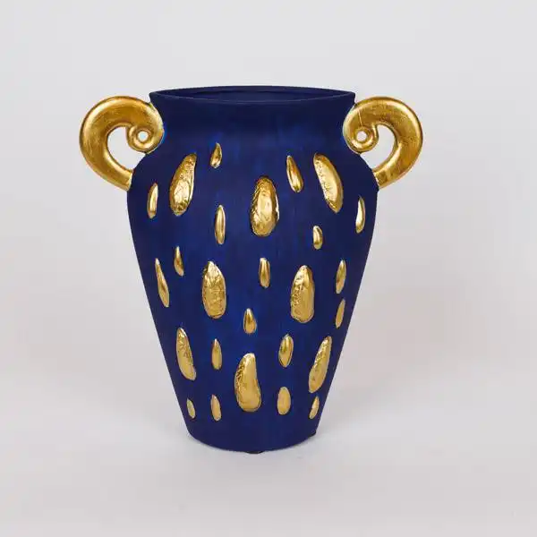 ΒΑΖΟ ΚΕΡΑΜΙΚΟ ΜΠΛΕ-ΧΡΥΣΟ 27.3×9.8x29cm