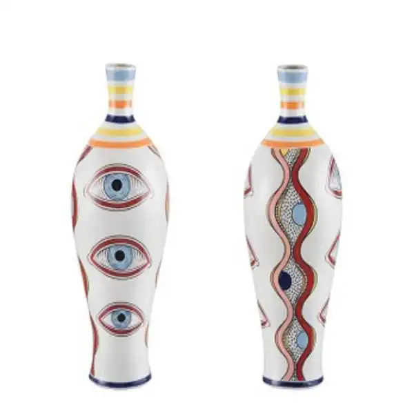 ΒΑΖΟ ΚΕΡΑΜΙΚΟ ΛΕΥΚΟ-ΜΕ ΓΑΛΑΖΙΑ ΜΑΤΙΑ 14.5×14.5×36.5cm ΒΑΖΟ ΚΕΡΑΜΙΚΟ ΛΕΥΚΟ-ΜΕ ΓΑΛΑΖΙΑ ΜΑΤΙΑ 14.5×14.5×36.5cm