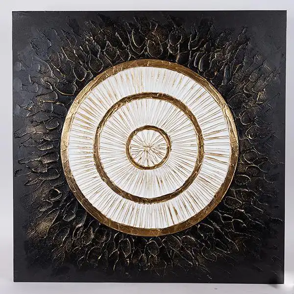 ΠΙΝΑΚΑΣ ΚΑΜΒΑΣ ΚΥΚΛΟΣ ΜΑΥΡΟΣ – ΧΡΥΣΟΣ – ΛΕΥΚΟΣ 80x3x80cm