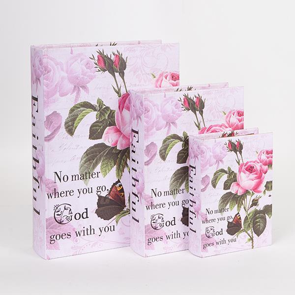 S/3 ΚΟΥΤΙΑ ΒΙΒΛΙΑ ΞΥΛΙΝΑ ΡΟΖ 32x23x7cm / 25x18x5.5cm / 18x13x4cm