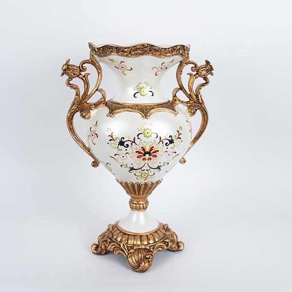 ΒΑΖΟ ΠΟΛΥΡΕΖΙΝ ΛΕΥΚΟ – ΧΡΥΣΟ 31x19x45cm