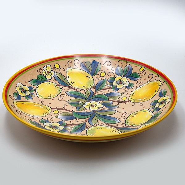 ΔΙΑΚΟΣΜΗΤΙΚΗ ΠΙΑΤΕΛΑ ΚΕΡΑΜΙΚΗ ΜΠΕΖ-ΜΕ ΛΕΜΟΝΙΑ 36.3×36.3x6cm