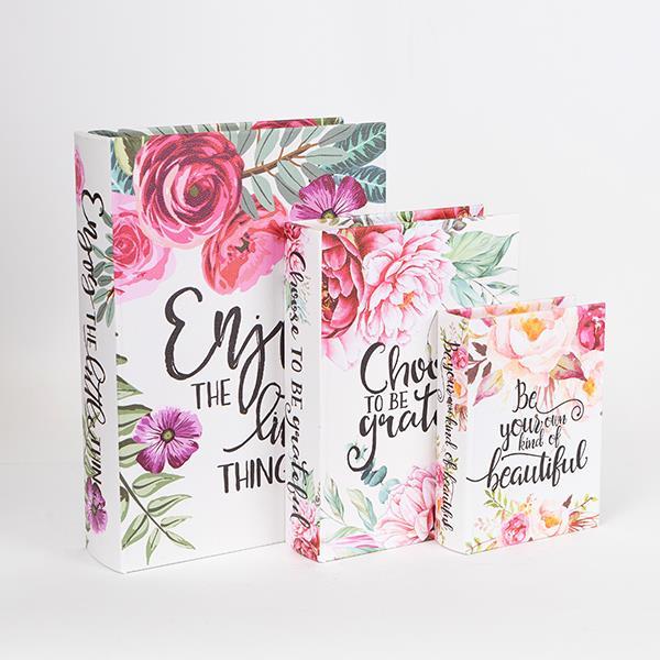 S/3 ΚΟΥΤΙΑ ΒΙΒΛΙΑ ΞΥΛΙΝΑ ΛΟΥΛΟΥΔΙΑ 32x23x7cm / 25x18x5.5cm / 18x13x4cm