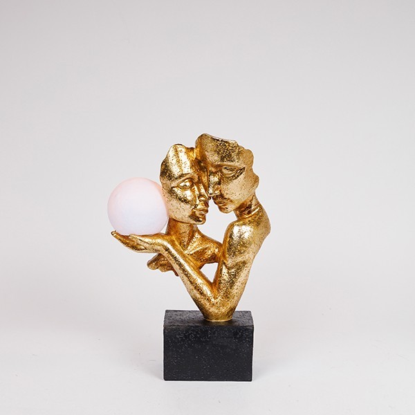 ΔΙΑΚΟΣΜΗΤΙΚΟ ΜΕ LED ΖΕΥΓΑΡΙ ΠΟΛΥΡΕΖΙΝ ΧΡΥΣΟ-ΜΑΥΡΟ 21×9.5×31.5cm