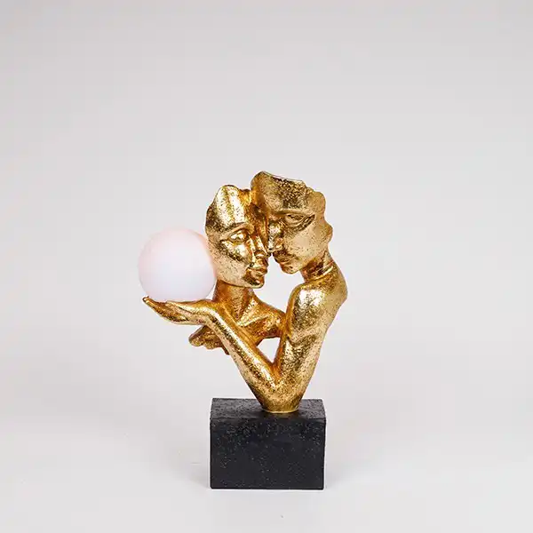 ΔΙΑΚΟΣΜΗΤΙΚΟ ΜΕ LED ΖΕΥΓΑΡΙ ΠΟΛΥΡΕΖΙΝ ΧΡΥΣΟ-ΜΑΥΡΟ 21×9.5×31.5cm