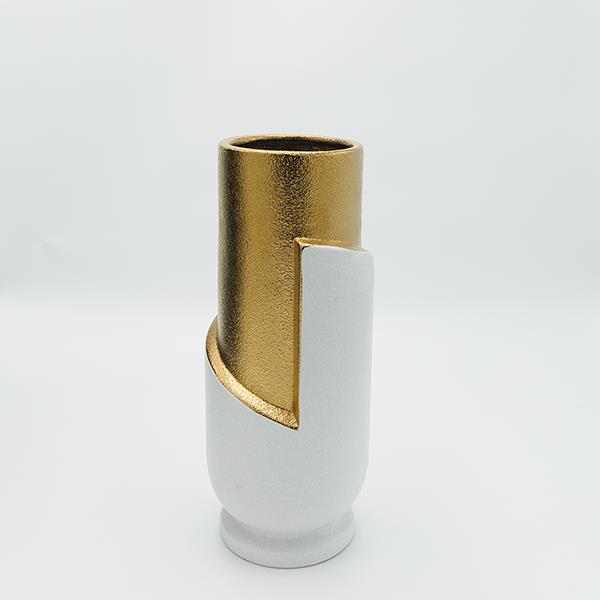 ΒΑΖΟ ΚΕΡΑΜΙΚΟ ΛΕΥΚΟ – ΧΡΥΣΟ 12.5×12.5×30.5cm