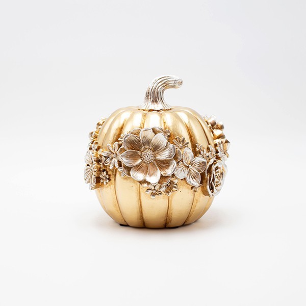 ΔΙΑΚΟΣΜΗΤΙΚΗ ΚΟΛΟΚΥΘΑ ΜΕ ΛΟΥΛΟΥΔΙΑ ΠΟΛΥΡΕΖΙΝ ΧΡΥΣΟ-ΑΣΗΜΙ 14.8×14.4×14.2cm