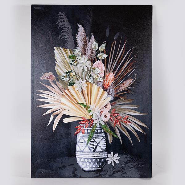 ΠΙΝΑΚΑΣ ΚΑΜΒΑΣ ΒΑΖΟ ΜΕ ΛΟΥΛΟΥΔΙΑ ΠΟΛΥΧΡΩΜΟΣ – ΜΑΥΡΟΣ 70x3x100cm