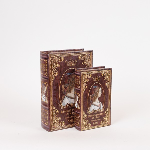 S/2 ΚΟΥΤΙΑ ΒΙΒΛΙΑ ΞΥΛΙΝΟ ΚΑΦΕ 27x18x7cm / 21x13x5cm