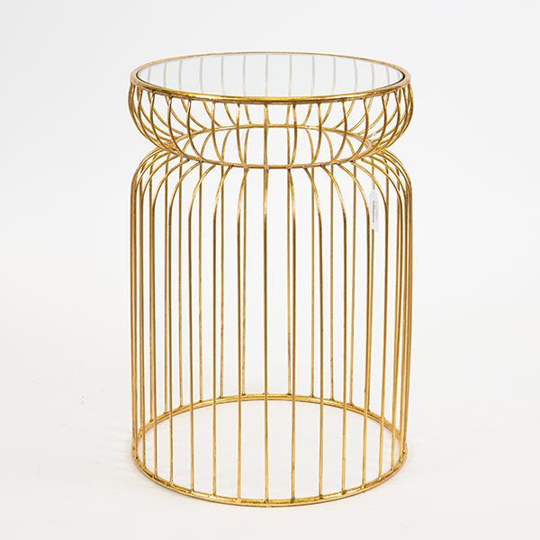 ΒΟΗΘΗΤΙΚΟ ΤΡΑΠΕΖΑΚΙ ΜΕΤΑΛΛΙΚΟ ΜΕ ΓΥΑΛΙΝΗ  ΕΠΙΦΑΝΕΙΑ ΧΡΥΣΟ 35x35x51cm