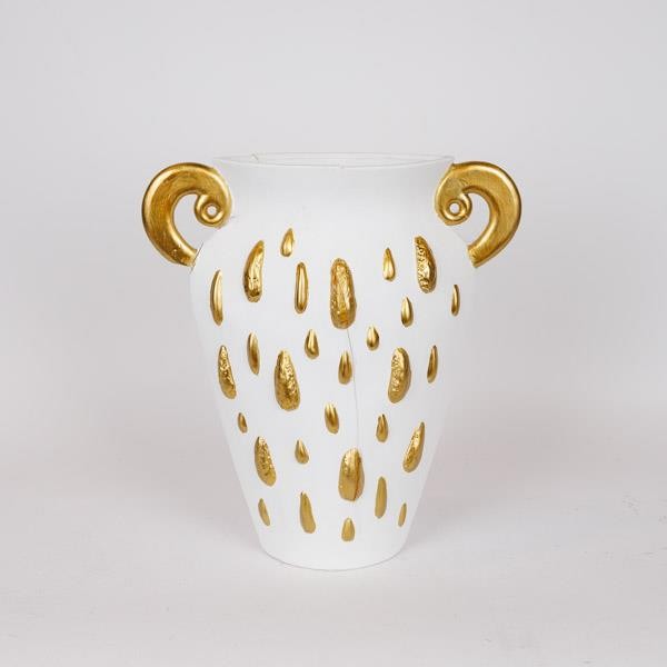 ΒΑΖΟ ΚΕΡΑΜΙΚΟ ΛΕΥΚΟ-ΧΡΥΣΟ 33.5×15.2×37.5cm