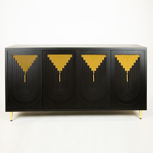 ΜΠΟΥΦΕΣ ΞΥΛΙΝΟΣ ΜΑΥΡΟΣ ΜΕΤΑΛΛΙΚΑ ΠΟΔΙΑ ΧΡΥΣΑ 152x40x80cm