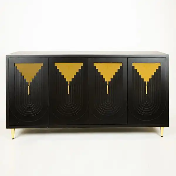 ΜΠΟΥΦΕΣ ΞΥΛΙΝΟΣ ΜΑΥΡΟΣ ΜΕΤΑΛΛΙΚΑ ΠΟΔΙΑ ΧΡΥΣΑ 152x40x80cm ΜΠΟΥΦΕΣ ΞΥΛΙΝΟΣ ΜΑΥΡΟΣ ΜΕΤΑΛΛΙΚΑ ΠΟΔΙΑ ΧΡΥΣΑ 152x40x80cm