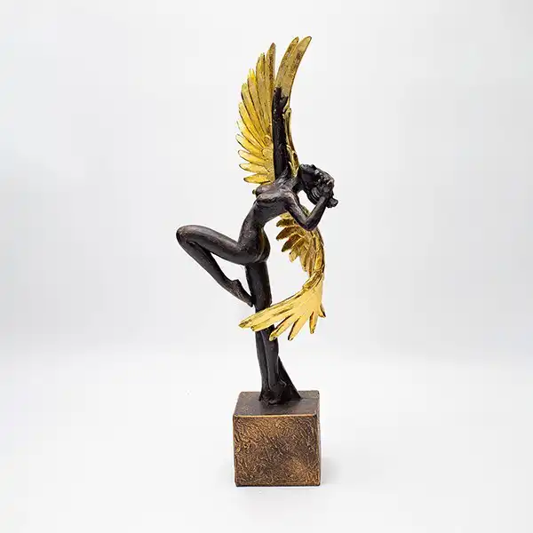 ΓΥΝΑΙΚΑ ΜΕ ΦΤΕΡΑ ΠΟΛΥΡΕΖΙΝ ΧΡΥΣΗ – ΜΑΥΡΗ 13.5×7.5x37cm