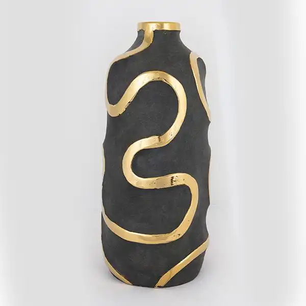 ΒΑΖΟ ΚΕΡΑΜΙΚΟ ΓΚΡΙ – ΧΡΥΣΟ 19.5×19.5x45cm