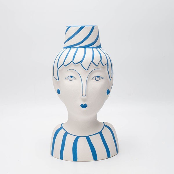 ΒΑΖΟ ΠΡΟΣΩΠΟ ΠΟΡΣΕΛΑΝΗ ΛΕΥΚΟ-ΓΑΛΑΖΙΟ 14×13.8×25.6cm
