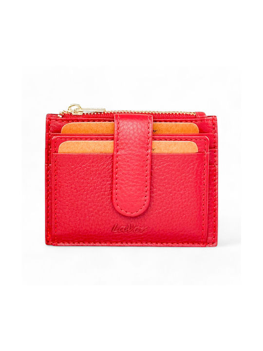Δερμάτινη Καρτοθήκη Lavor με φερμουάρ 1-5952 κόκκινη