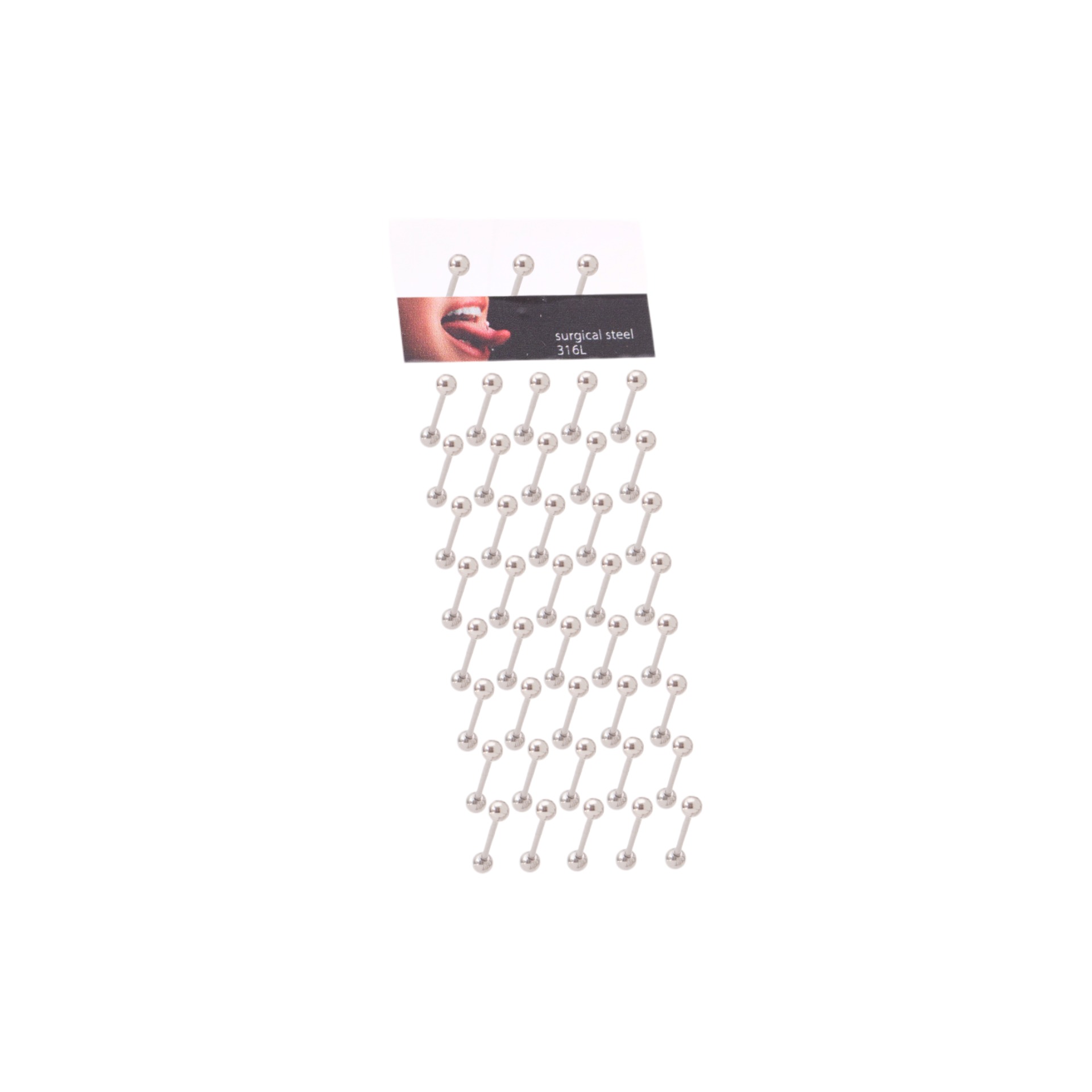 Σκουλαρίκι piercing γλώσσας Stainless Steel ασημί (1.2 mm)