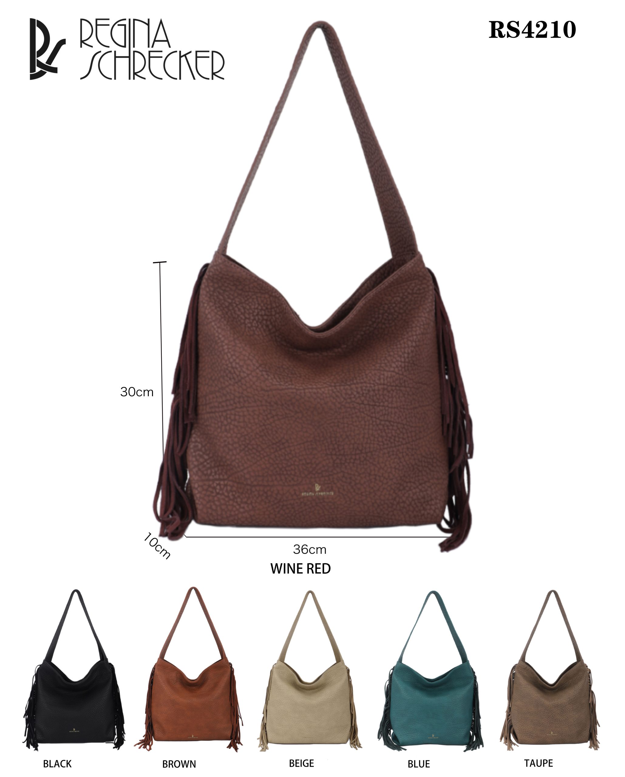 Γυναικεία δερμάτινη  Τσάντα Ώμου Χιαστί Regina Schrecker RS 4210 Μαύρo