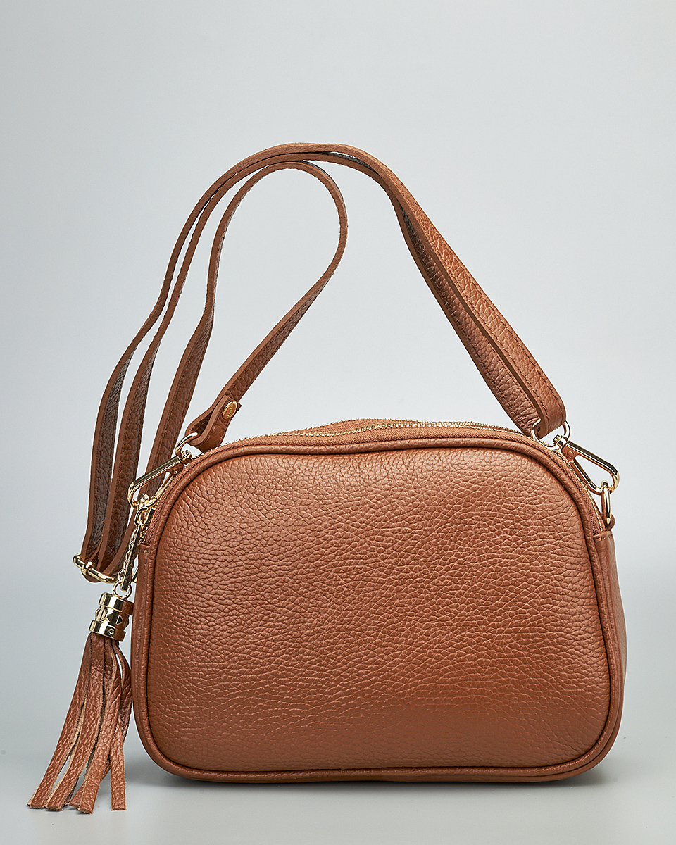 Γυναικεία Τριθέσια Τσάντα Ώμου & Χιαστί από 100% Γνήσιο Δέρμα SEQ-16-1005 Καμηλό