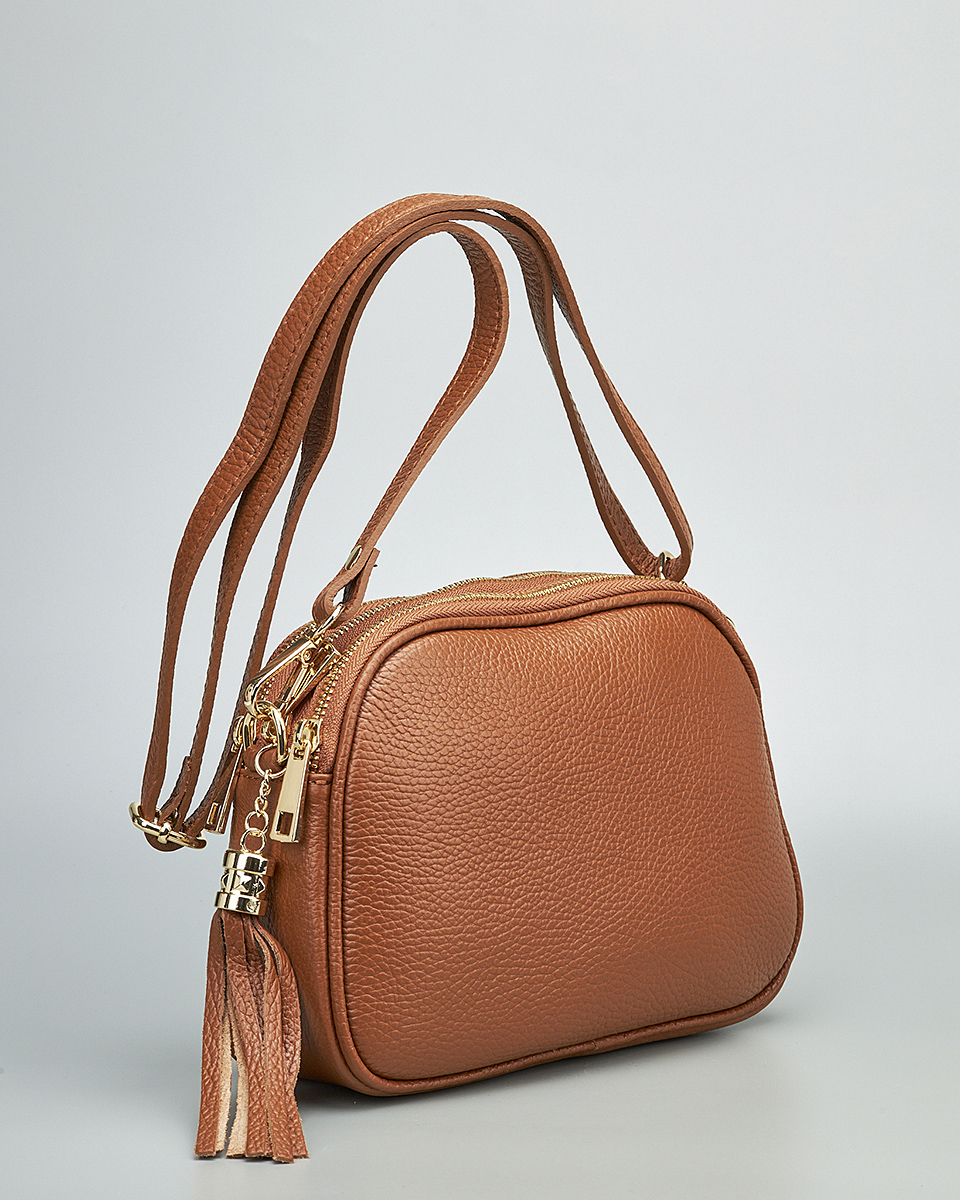 Γυναικεία Τριθέσια Τσάντα Ώμου & Χιαστί από 100% Γνήσιο Δέρμα SEQ-16-1005 Καμηλό