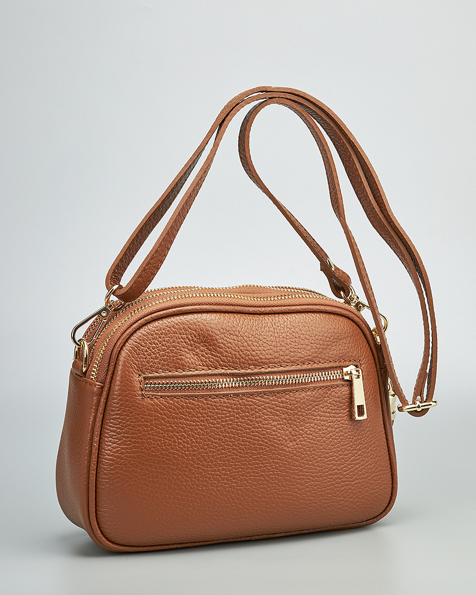 Γυναικεία Τριθέσια Τσάντα Ώμου & Χιαστί από 100% Γνήσιο Δέρμα SEQ-16-1005 Καμηλό