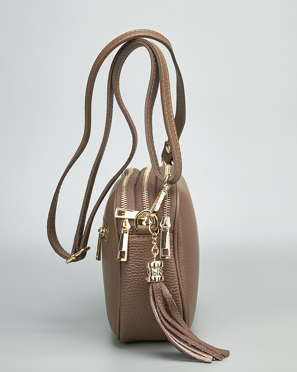 Γυναικεία Τριθέσια Τσάντα Ώμου & Χιαστί από 100% Γνήσιο Δέρμα SEQ-16-1005 Καφέ