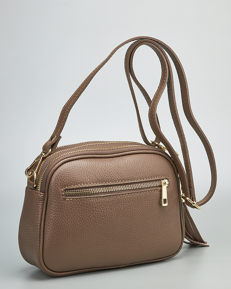 Γυναικεία Τριθέσια Τσάντα Ώμου & Χιαστί από 100% Γνήσιο Δέρμα SEQ-16-1005 Καφέ