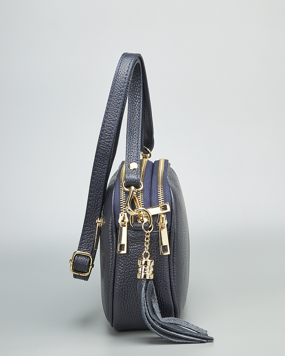 Γυναικεία Τριθέσια Τσάντα Ώμου & Χιαστί από 100% Γνήσιο Δέρμα SEQ-16-1005 Μπλε