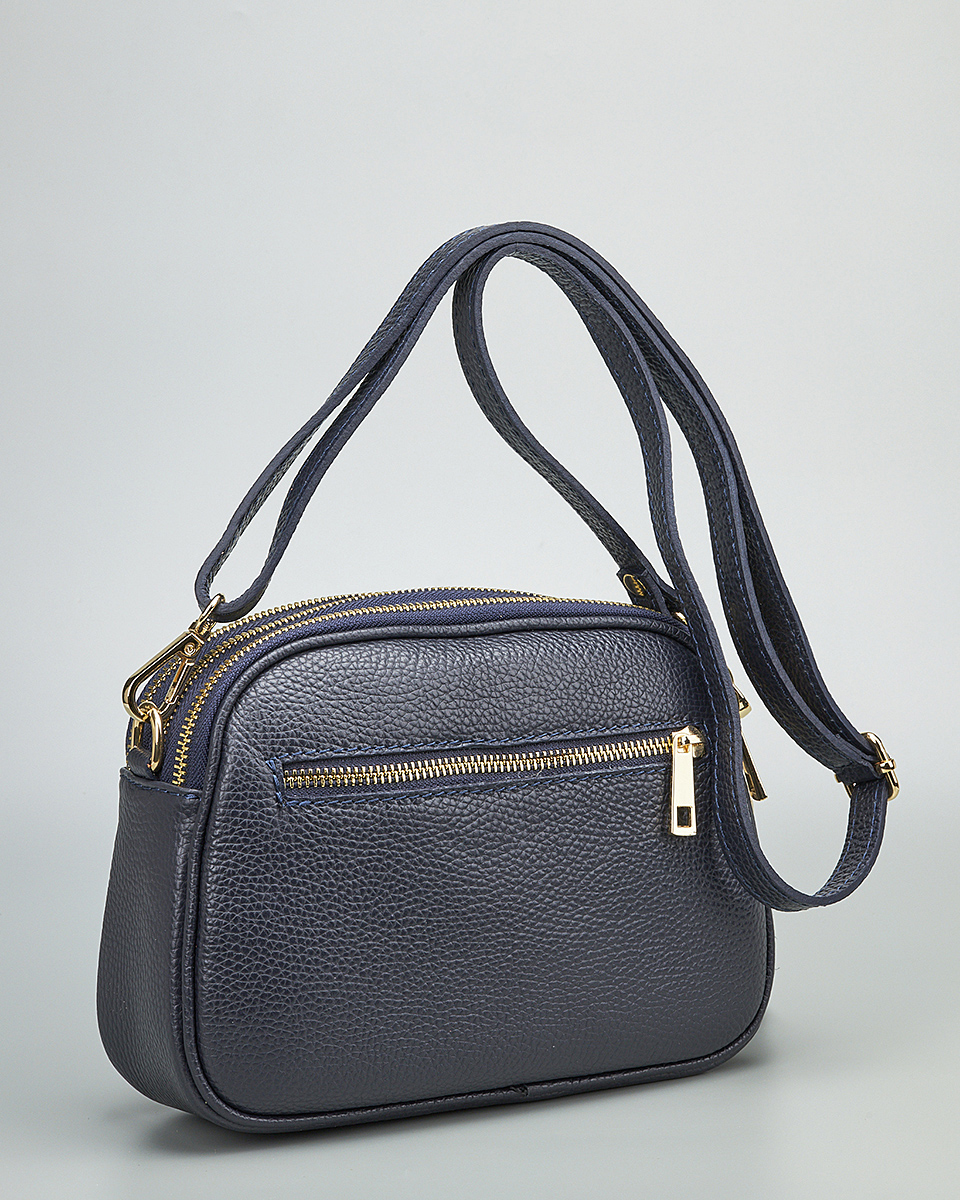 Γυναικεία Τριθέσια Τσάντα Ώμου & Χιαστί από 100% Γνήσιο Δέρμα SEQ-16-1005 Μπλε