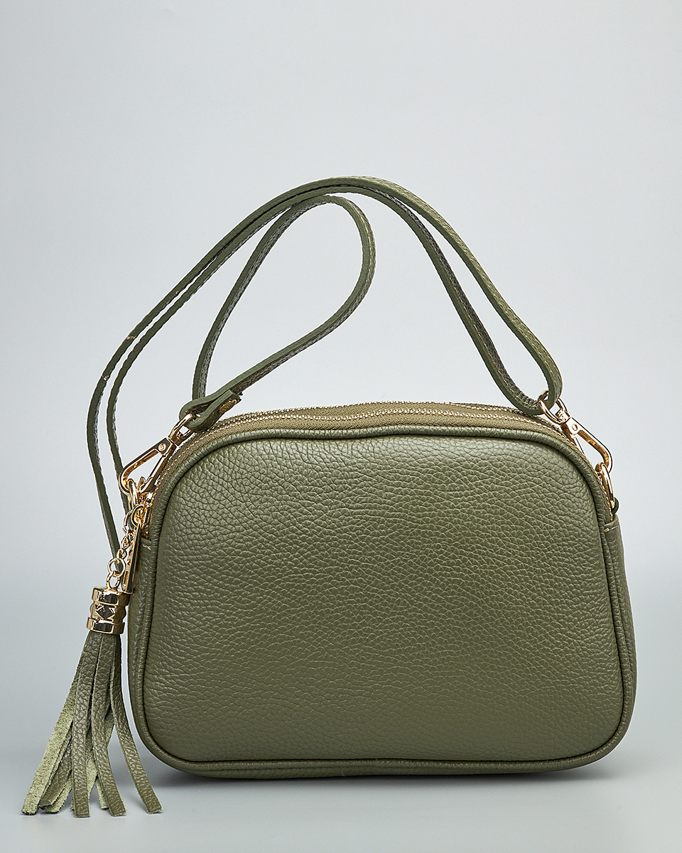 Γυναικεία Τριθέσια Τσάντα Ώμου & Χιαστί από 100% Γνήσιο Δέρμα SEQ-16-1005 Χακί