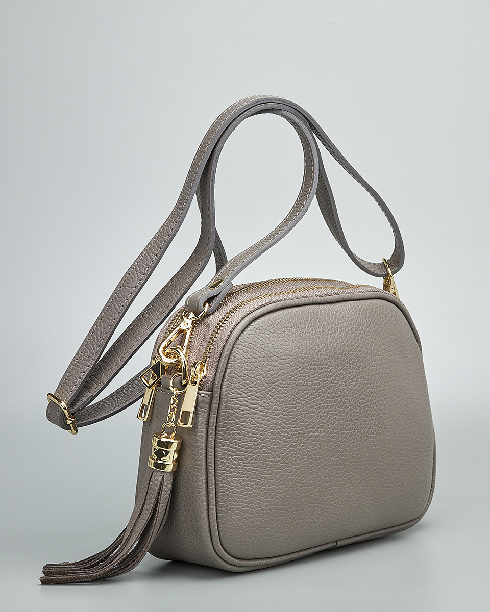 Γυναικεία Τριθέσια Τσάντα Ώμου & Χιαστί από 100% Γνήσιο Δέρμα SEQ-16-1005 grey