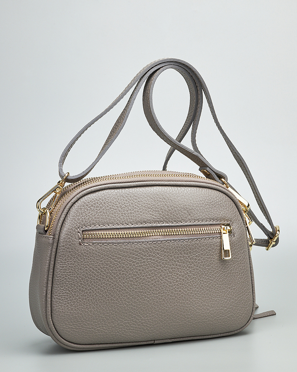 Γυναικεία Τριθέσια Τσάντα Ώμου & Χιαστί από 100% Γνήσιο Δέρμα SEQ-16-1005 grey