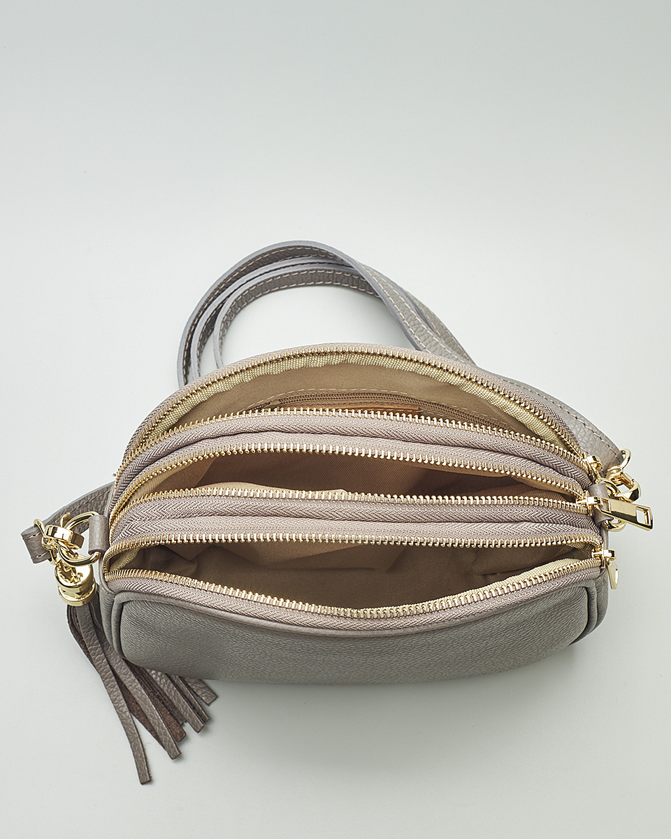 Γυναικεία Τριθέσια Τσάντα Ώμου & Χιαστί από 100% Γνήσιο Δέρμα SEQ-16-1005 grey