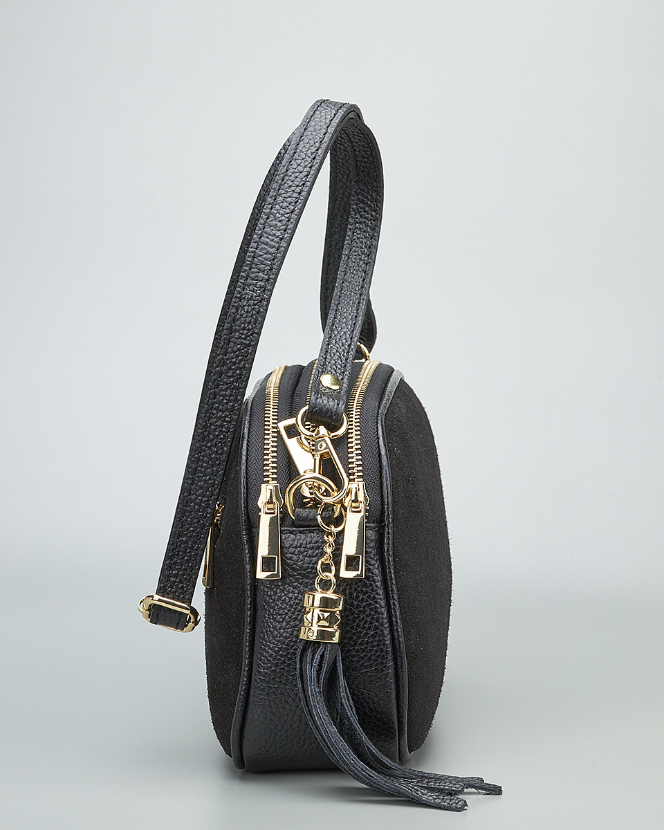 Γυναικεία Καστόρινη Τσάντα Ώμου & Χιαστί από 100% Γνήσιο Δέρμα SEQ-16-1006 black