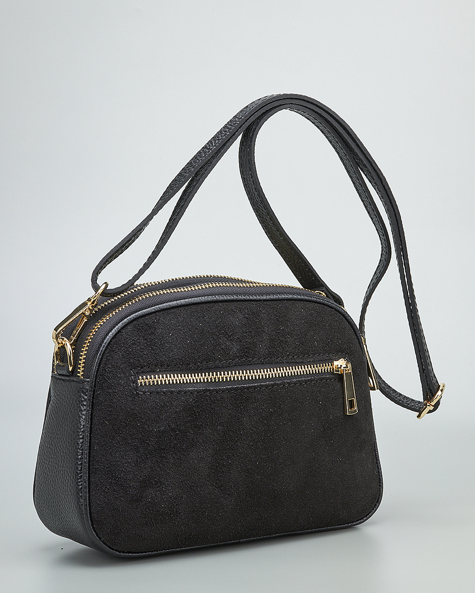 Γυναικεία Καστόρινη Τσάντα Ώμου & Χιαστί από 100% Γνήσιο Δέρμα SEQ-16-1006 black