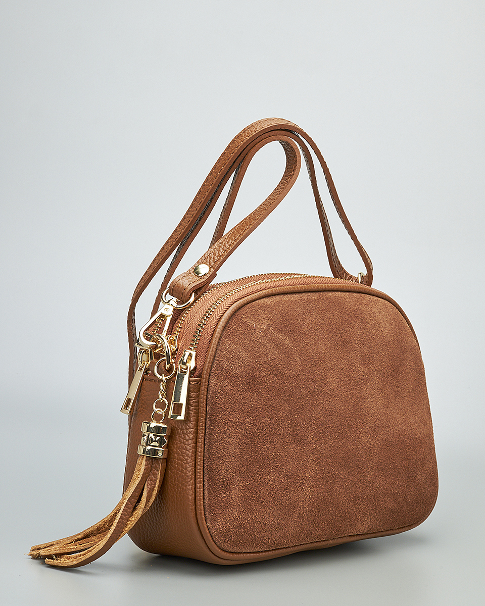 Γυναικεία Τριθέσια Τσάντα Ώμου & Χιαστί από 100% Γνήσιο Δέρμα SEQ-16-1006 Καμηλό