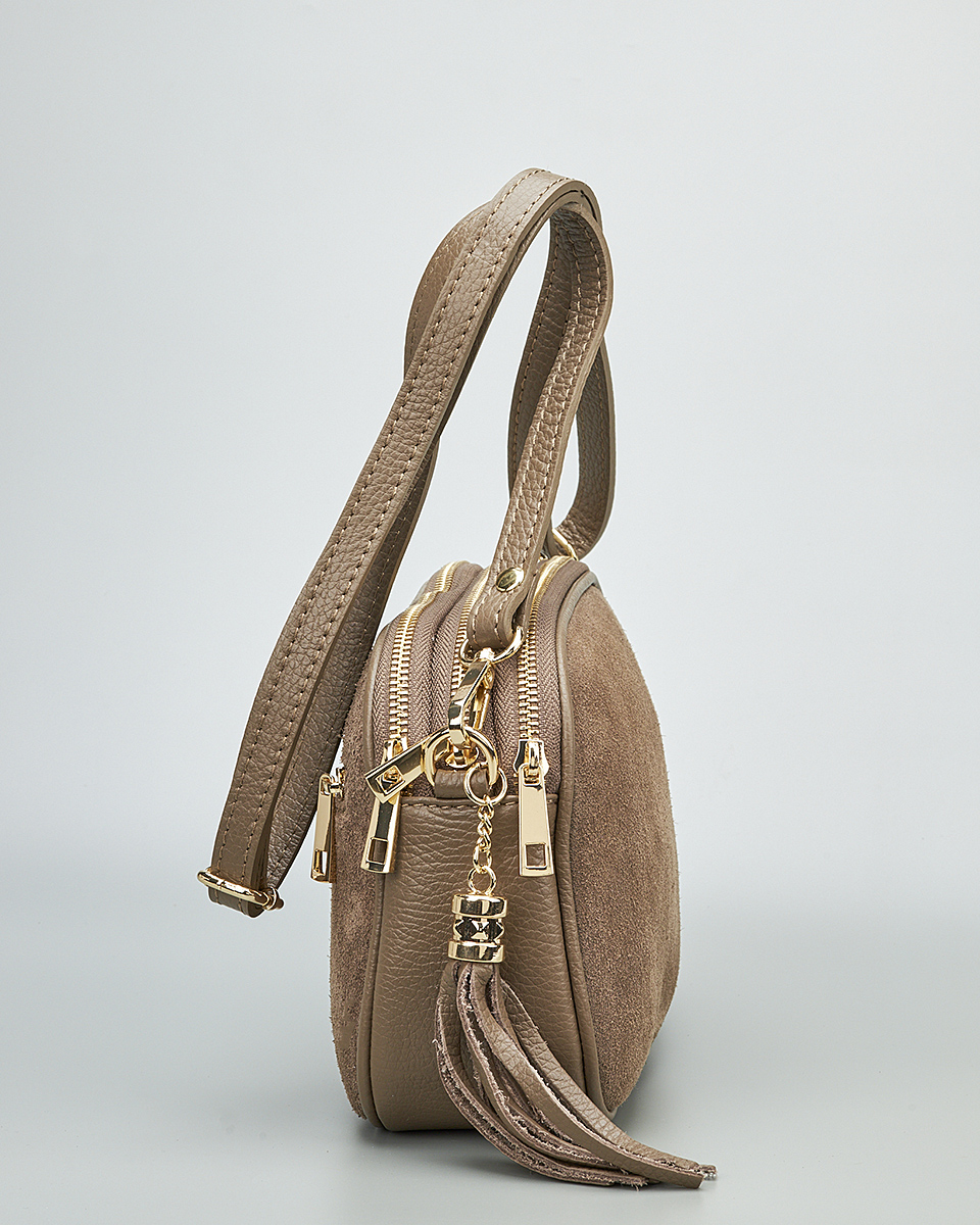 Γυναικεία Καστόρινη Τσάντα Ώμου & Χιαστί από 100% Γνήσιο Δέρμα SEQ-16-1006 Πούρου