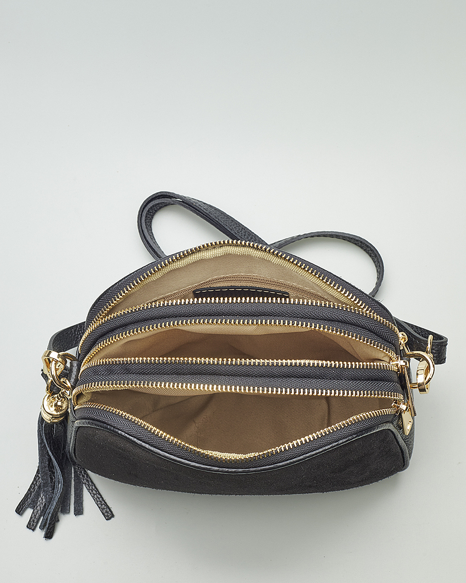 Γυναικεία Καστόρινη Τσάντα Ώμου & Χιαστί από 100% Γνήσιο Δέρμα SEQ-16-1006 black