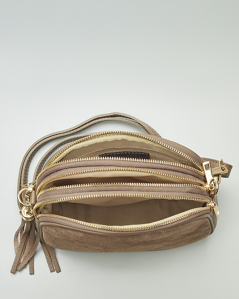 Γυναικεία Καστόρινη Τσάντα Ώμου & Χιαστί από 100% Γνήσιο Δέρμα SEQ-16-1006 Πούρου