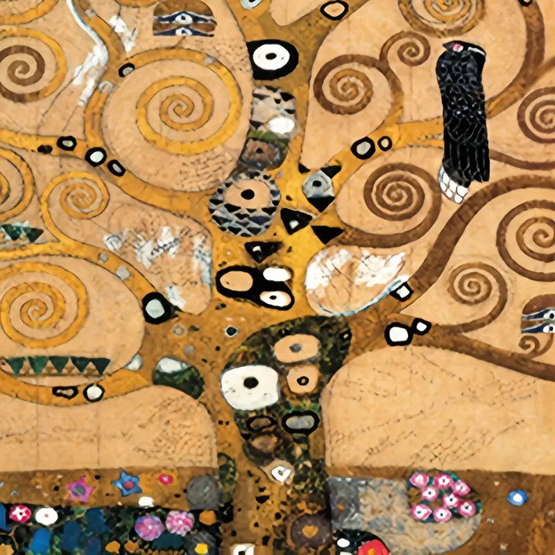 Sequoia Γυναικεία Πασμίνα Διπλής Όψης Klimt Το δέντρο της ζωής