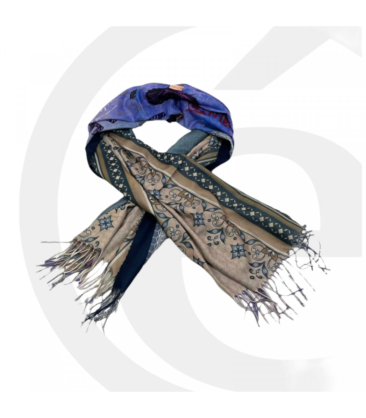 Γυναικείο Φουλάρι με διακοσμητικά κρόσσια Sweet Candy CGC227 Navy blue