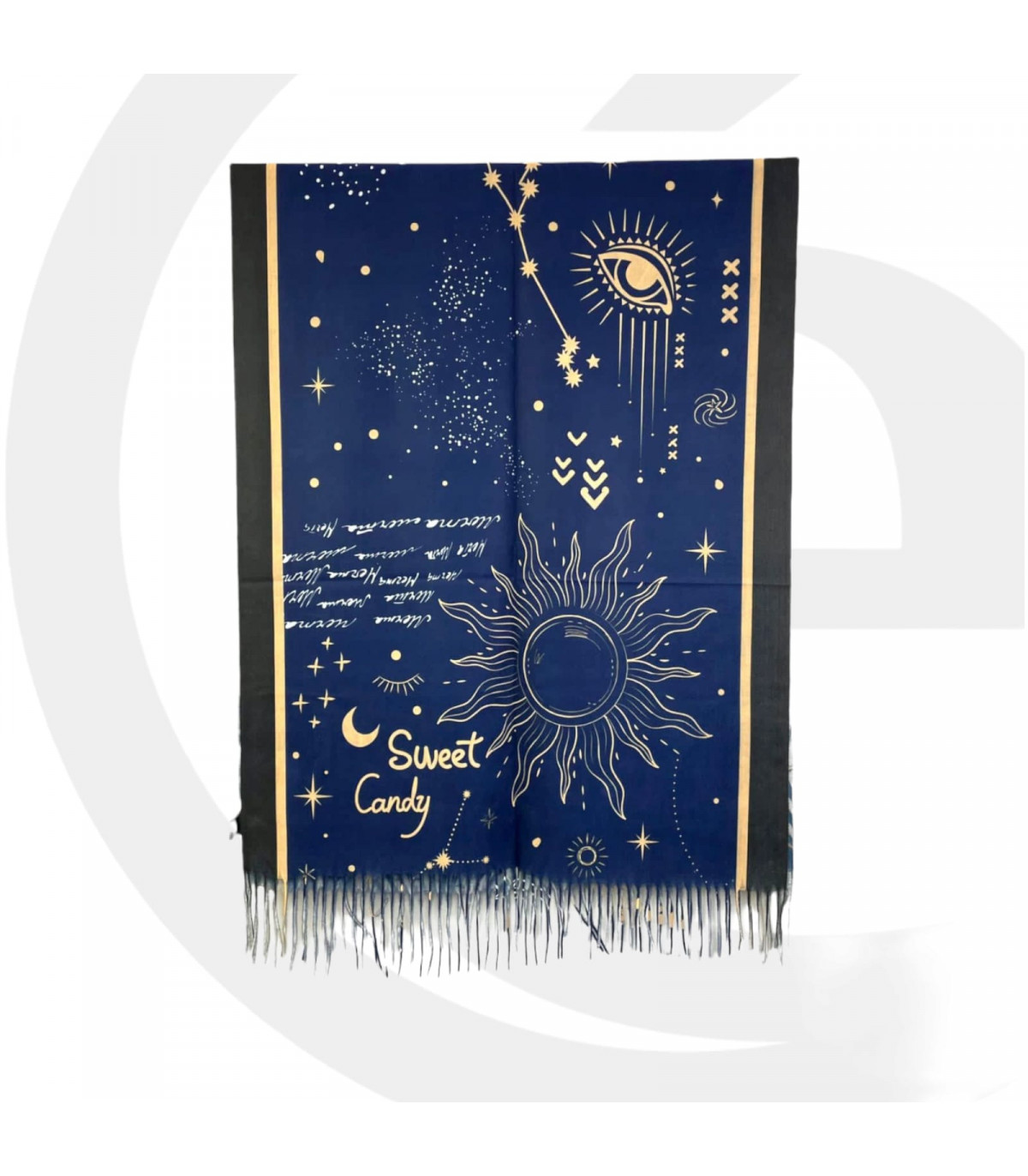 Γυναικείο Φουλάρι με διακοσμητικά κρόσσια Sweet Candy CGC227 Navy blue