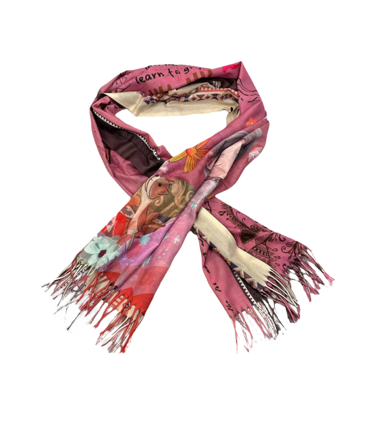 Γυναικείο Φουλάρι με διακοσμητικά κρόσσια Sweet Candy CGC227 Flores