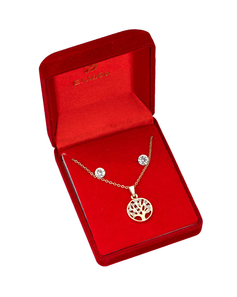 Sequoia Σετ δώρου με χρυσό κρεμαστό το δέντρο της ζωής και σκουλαρίκια Sequoia Σετ δώρου με χρυσό κρεμαστό το δέντρο της ζωής και σκουλαρίκια