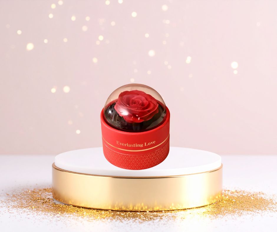 Παντοτινό κόκκινο τριαντάφυλλο σε κουτί δώρου