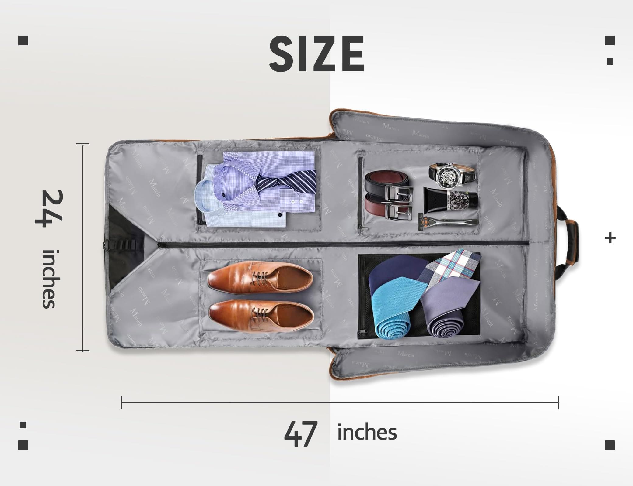 Υφασμάτινη Τσάντα ενδυμάτων κοστουμιού Matein 43L 1176 ριγέ καφέ